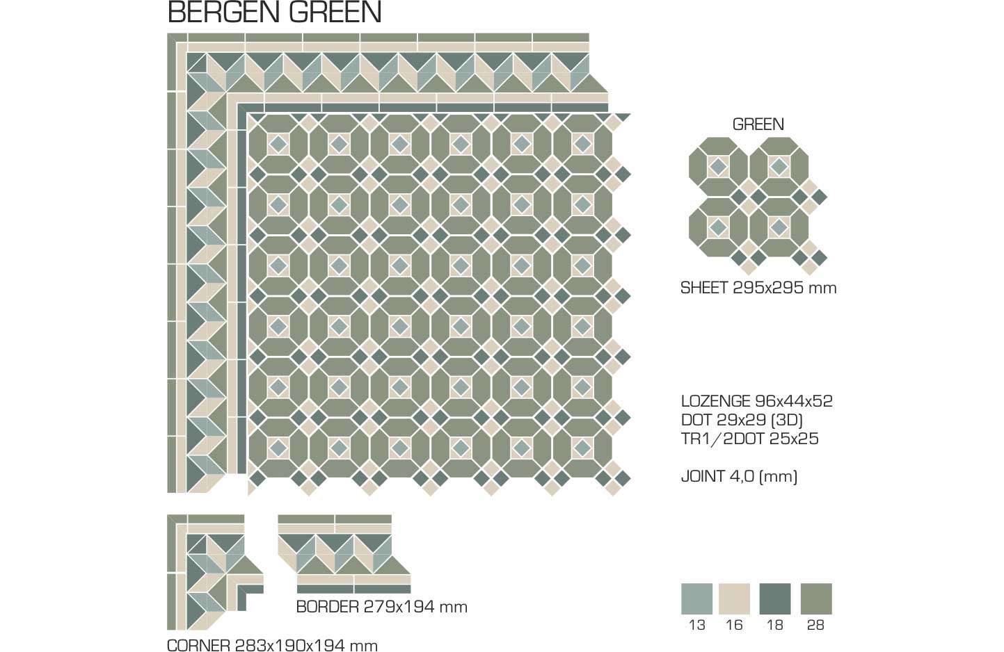 Керамогранит TopCer Victorian Designs (Викториан Дизайн) Bergen Green
