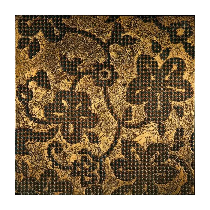 Мрамор Petra Antiqua Lacche 2 CORK Fondo Oro Decoro Nero Marquinia 30,5 x 30,5