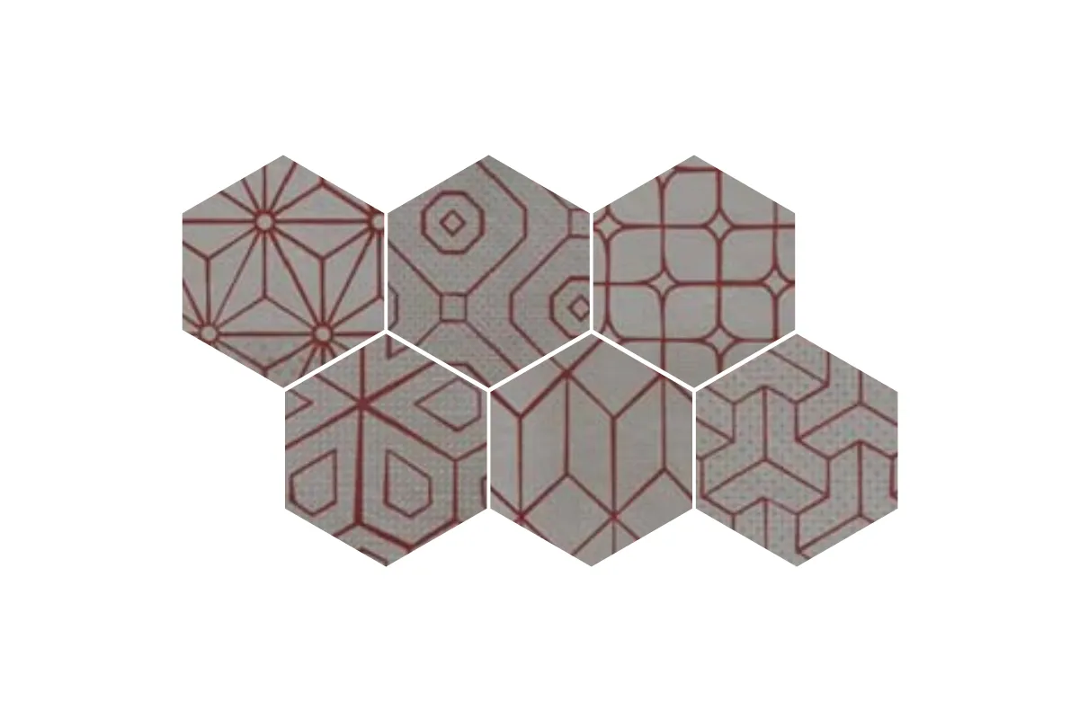 Керамогранит Cir Serenissima Mat Mat Zinc Dec Red Mix 6 Esagona