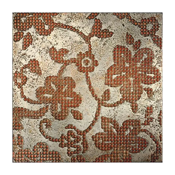 Мрамор Petra Antiqua Lacche 2 CORK Fondo Argento Decoro Travertino Rosso 30,5 x 30,5