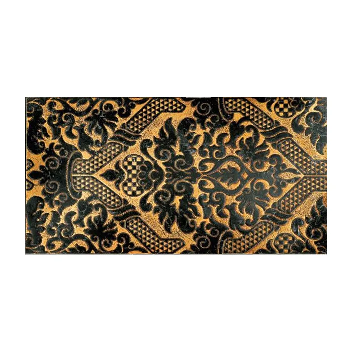 Мрамор Petra Antiqua Lacche 2 SHINY Fondo Oro - Decoro Nero Marquinia  30,5 x 60