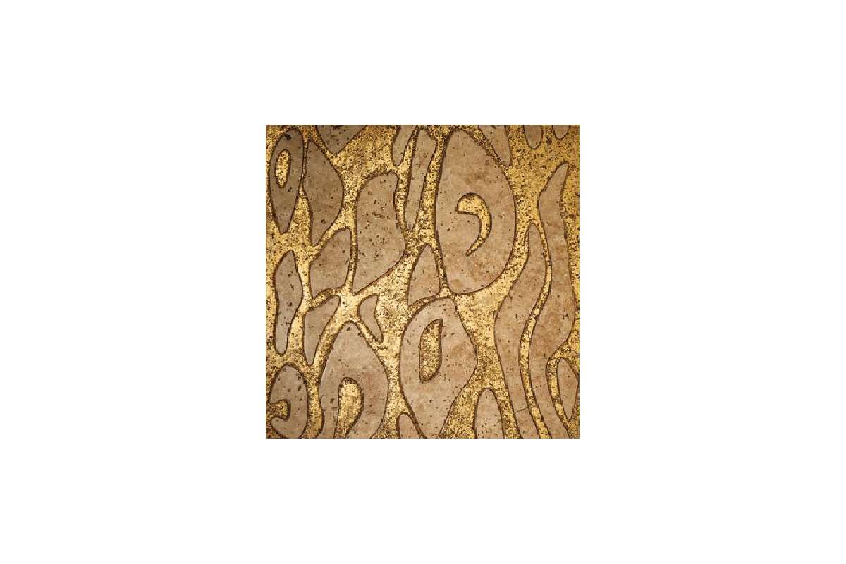 Мрамор Petra Antiqua Lacche 1 Batik Fondo Oro - Decoro Travertino Noce 30,5 X 30,5