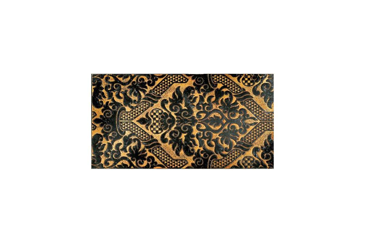 Мрамор Petra Antiqua Lacche 2 Shiny Fondo Oro - Decoro Nero Marquinia  30,5 X 60