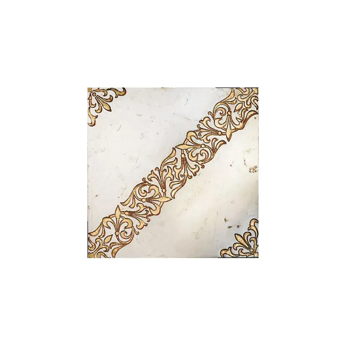 Мрамор Petra Antiqua Lacche 1 SCROLL Fondo Biancone - Decoro Oro 30,5 x 30,5