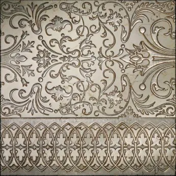 Мрамор Petra Antiqua Lacche 2 CAMELOT  Fondo Biancone - Decoro Argento  30,5 x 30,5