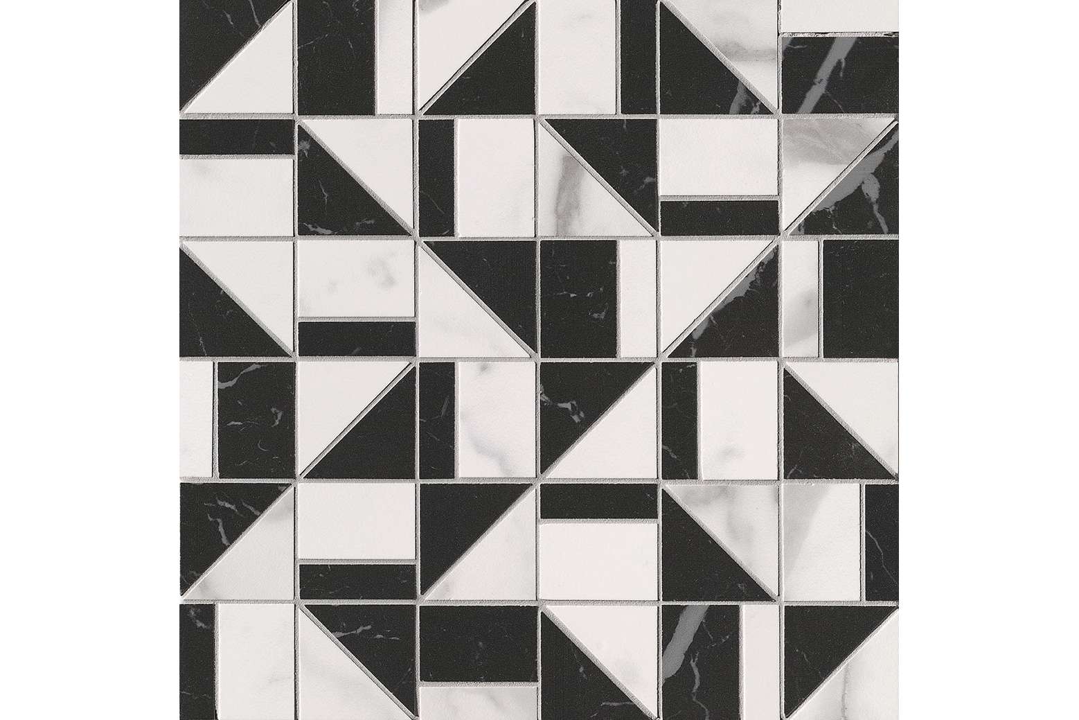 Керамогранит FAP Ceramiche Roma Gold Mosaico Slash Carrara Superiore/Nero Elegante