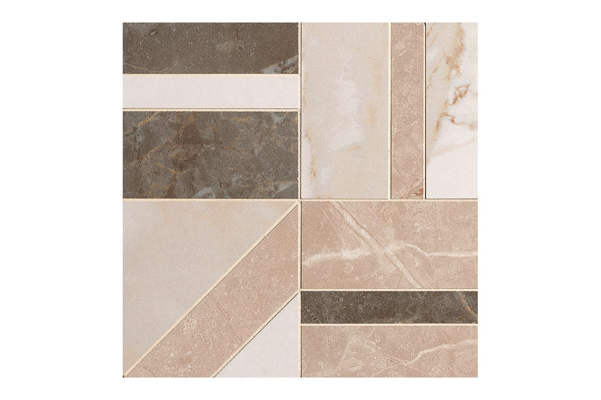 Керамогранит FAP Ceramiche Roma Stone Calacatta, Pietra Beige E Brown Deco Mosaico