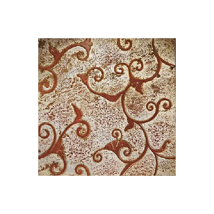 Мрамор Petra Antiqua Lacche 1 DAMASCO 1 Fondo Argento - Decoro Travertino Rosso 30,5 x 30,5