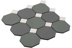 Керамогранит CE.SI. Full Body Ottagono 10X10 Su Rete 5Pz Chiaro-Giada-Nickel Toz.3.5X3.5 Fluoro