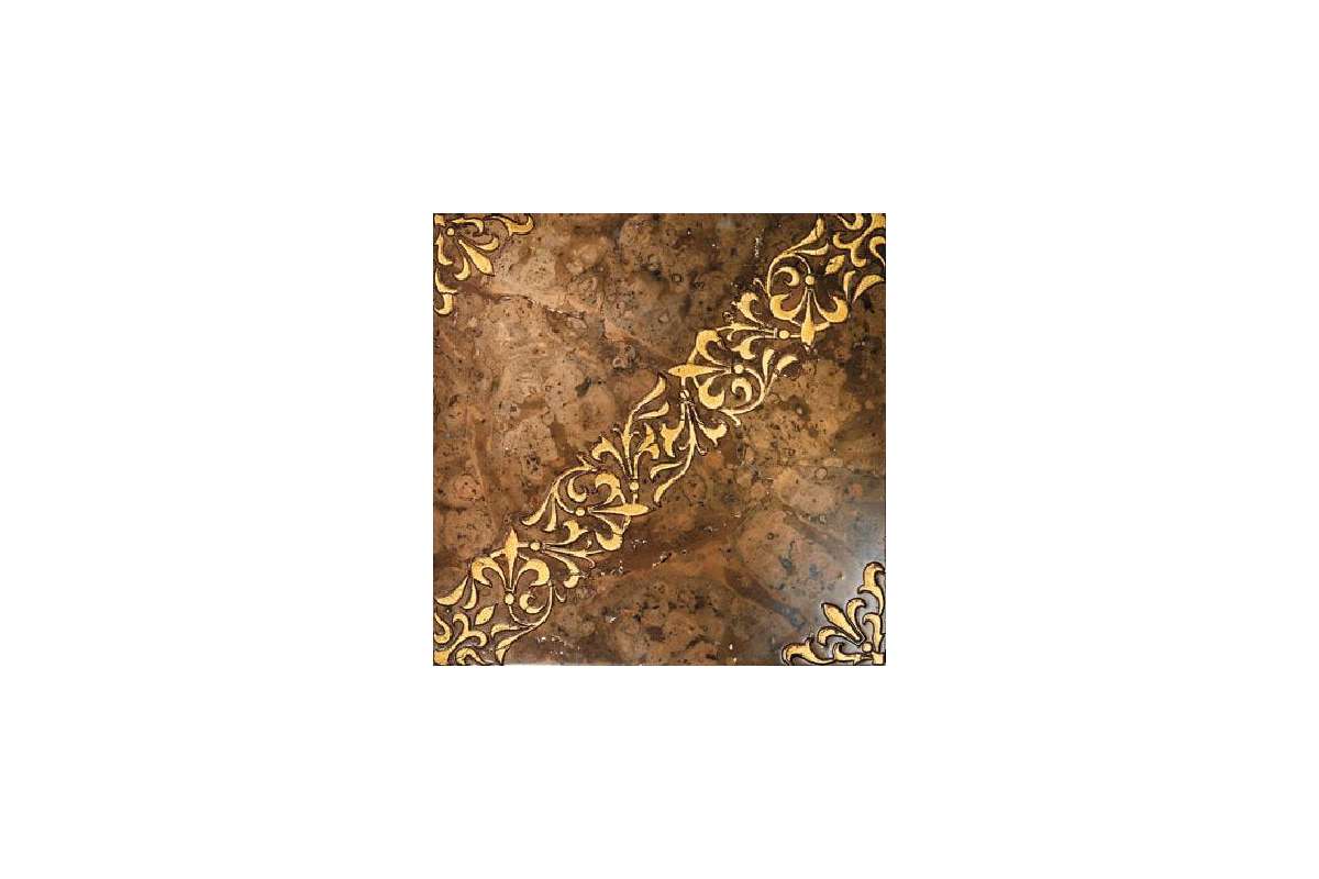 Мрамор Petra Antiqua Lacche 1 Scroll Fondo Radica - Decoro Oro 30,5 X 30,5