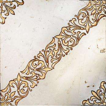 Мрамор Petra Antiqua Lacche 1 SCROLL Fondo Biancone - Decoro Oro 30,5 x 30,5