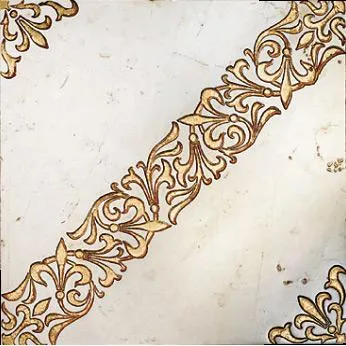 Мрамор Petra Antiqua Lacche 1 SCROLL Fondo Biancone - Decoro Oro 30,5 x 30,5