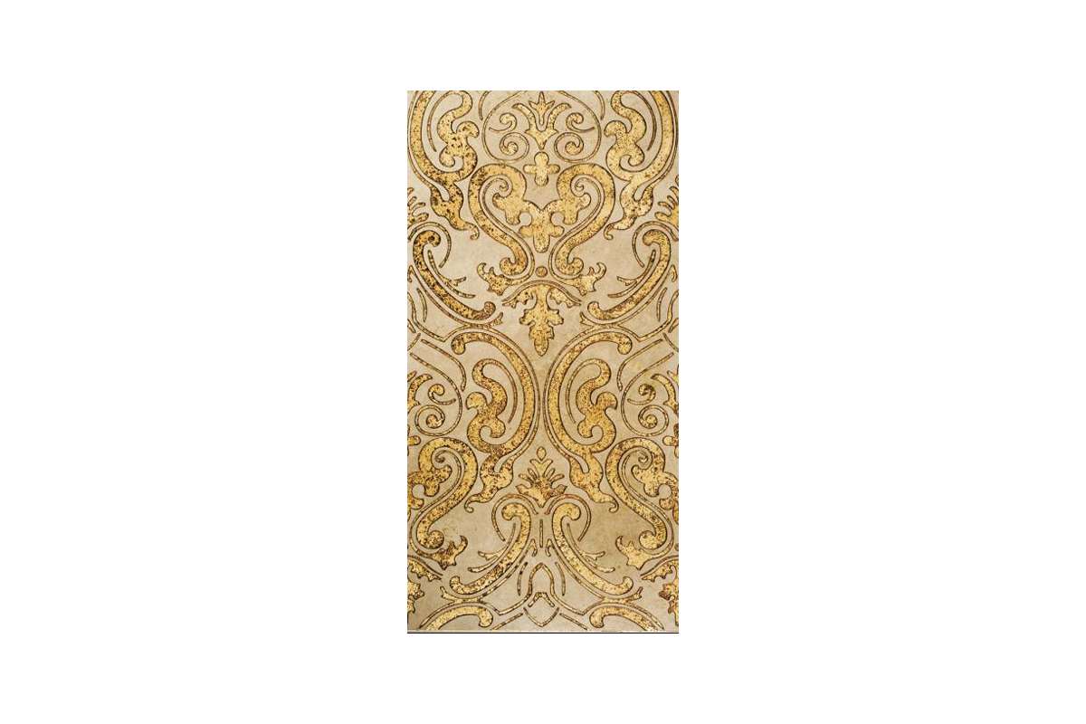 Мрамор Petra Antiqua Lacche 1 Shiraz 2 Fondo Travertino Chiaro - Decoro Oro 30,5 X 60