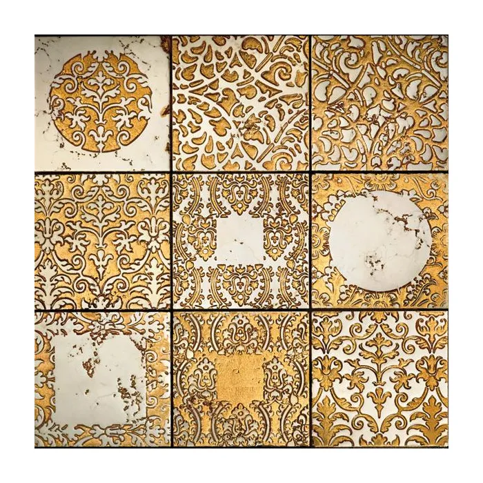 Мрамор Petra Antiqua Lacche 2 VENUS PATCH Fondo Biancone Decoro Oro  10 x 10