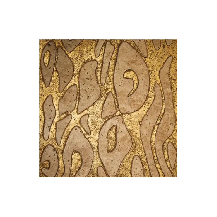 Мрамор Petra Antiqua Lacche 1 BATIK Fondo Oro - Decoro Travertino Noce 30,5 x 30,5