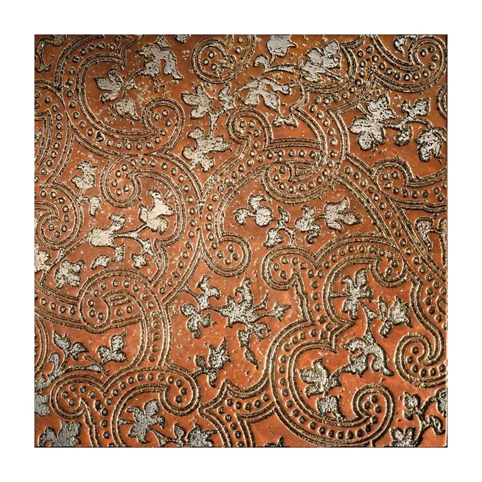 Мрамор Petra Antiqua Lacche 2 CASHMERE Fondo Travertino Rosso Decoro Argento 30,5 x 30,5