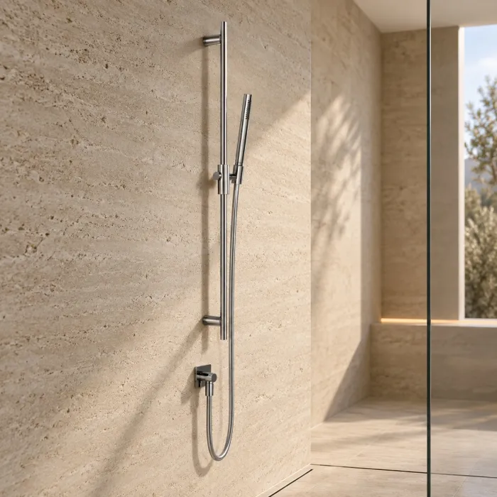 Cантехника Gessi Inverso Rigato Штанга в комплекте с душевой лейкой с защитой от известкового налета, гибкий шланг 1,50 м