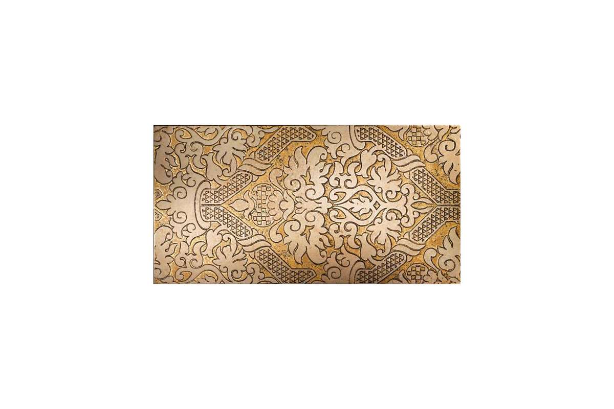 Мрамор Petra Antiqua Lacche 2 Shiny Fondo Oro - Decoro Travertino Chiaro 30,5 X 60
