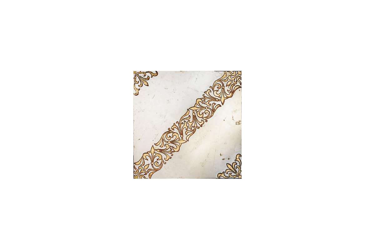 Мрамор Petra Antiqua Lacche 1 Scroll Fondo Biancone - Decoro Oro 30,5 X 30,5