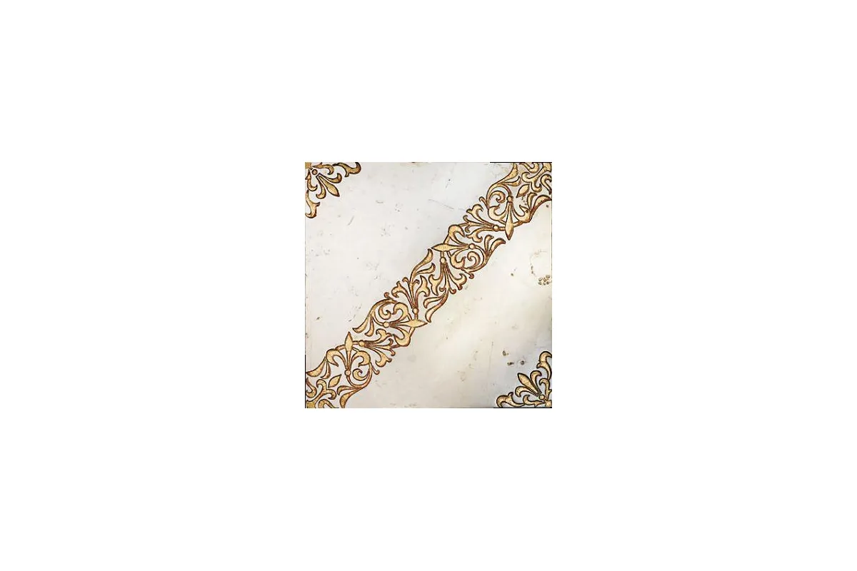 Мрамор Petra Antiqua Lacche 1 Scroll Fondo Biancone - Decoro Oro 30,5 X 30,5