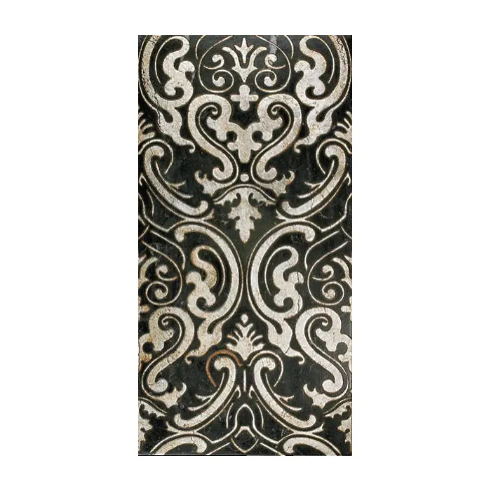 Мрамор Petra Antiqua Lacche 1 SHIRAZ 2 Fondo Nero Marquinia - Decoro Argento 30,5 x 60