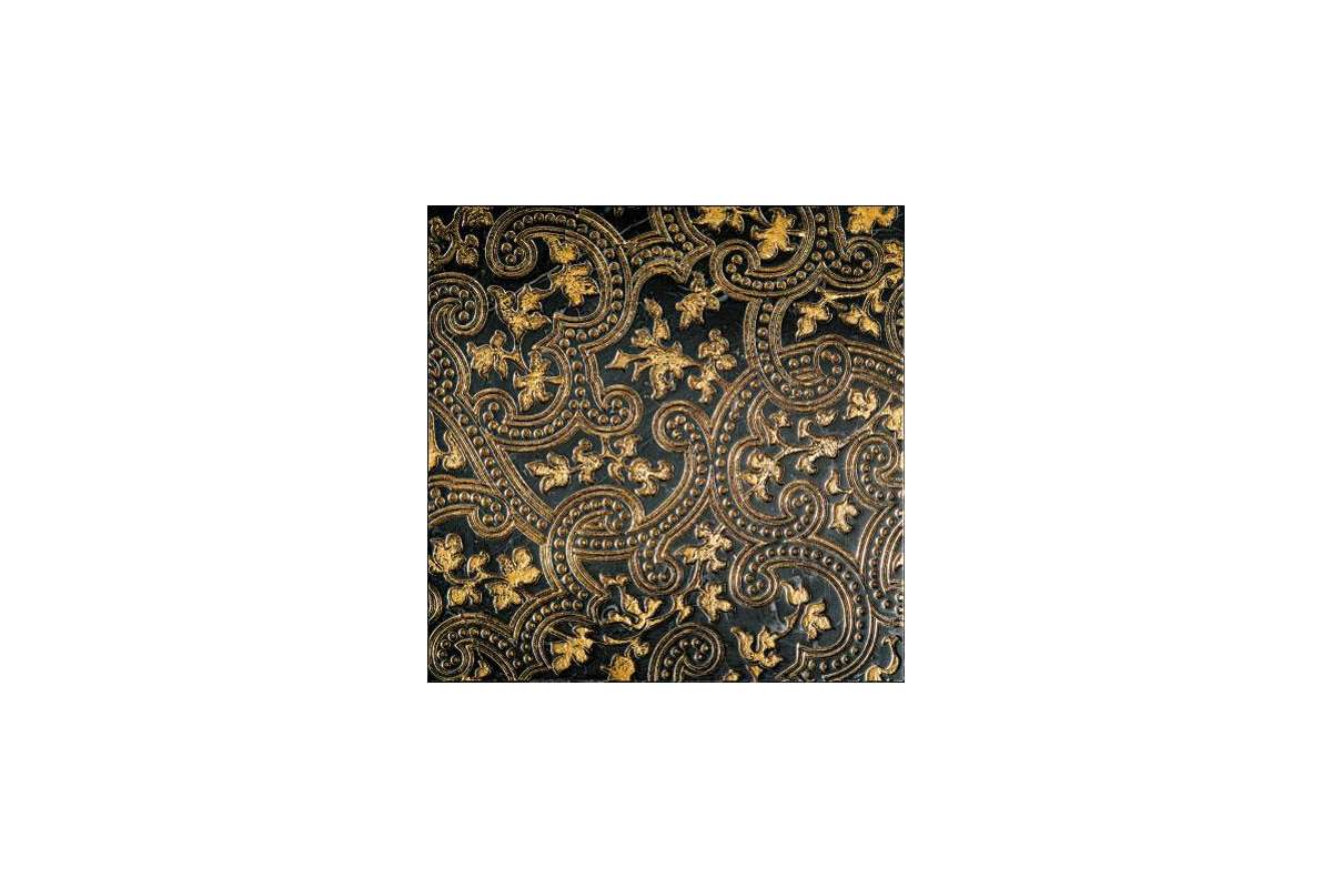 Мрамор Petra Antiqua Lacche 2 Cashmere Fondo Nero Marquinia Decoro Oro  30,5 X 30,5