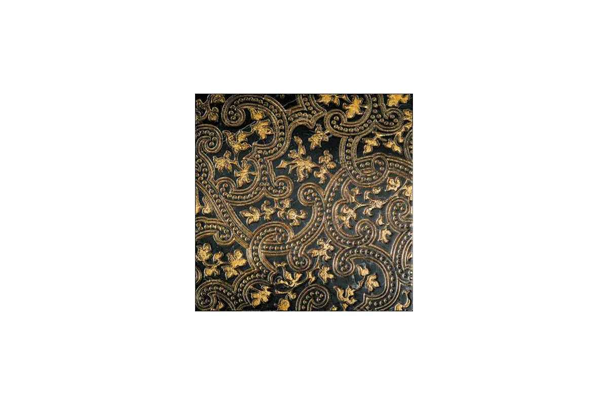 Мрамор Petra Antiqua Lacche 2 Cashmere Fondo Nero Marquinia Decoro Oro  30,5 X 30,5