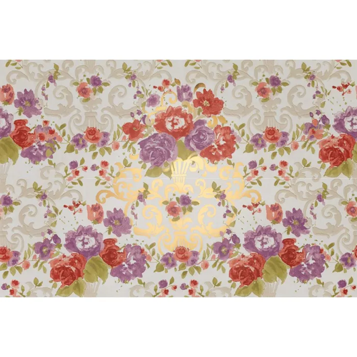 Керамогранит Petracers Primavera Romana (Примавера Романа) Fioritura Su Bianco Oro