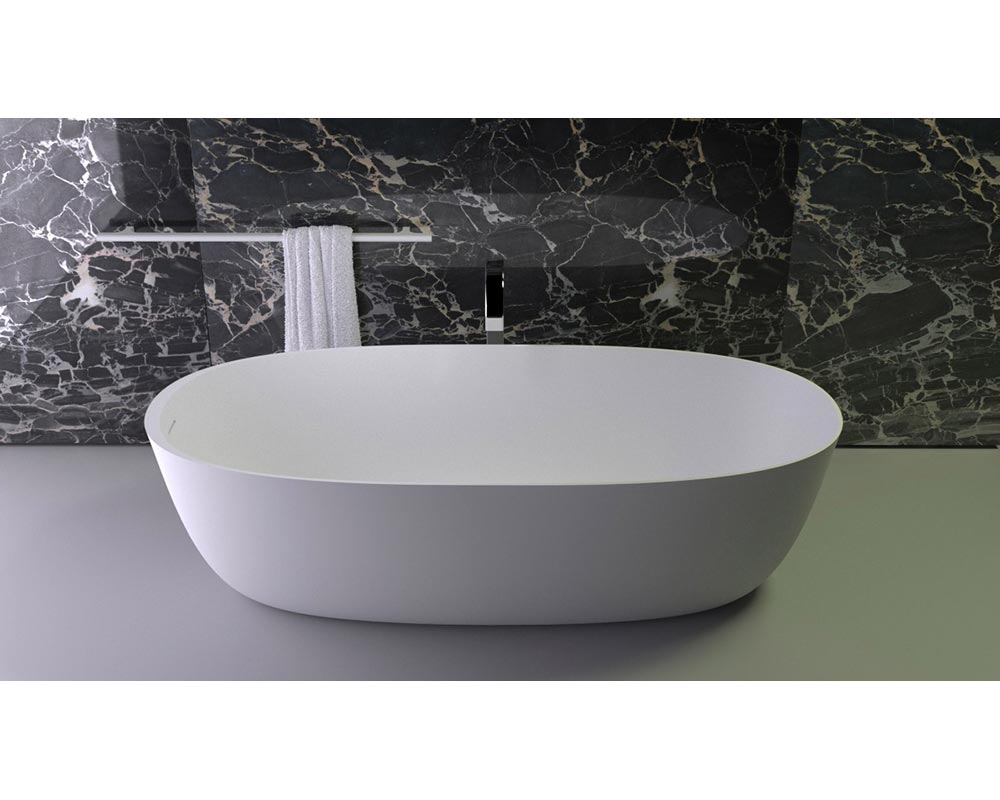 Ванна PRIME OVAL отдельностоящая, 180x85x50Hсм, с щелевым сливом переливом click-clack