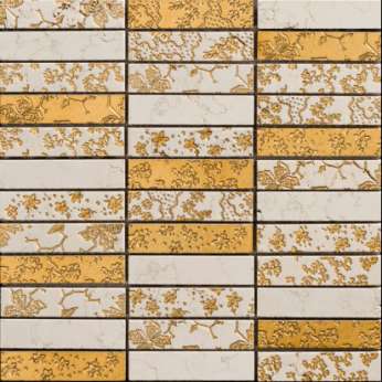Мрамор Petra Antiqua Acqueforti Mosaics Mosaico Bassai 2.5x10 NEW BIANCONE/DORATO