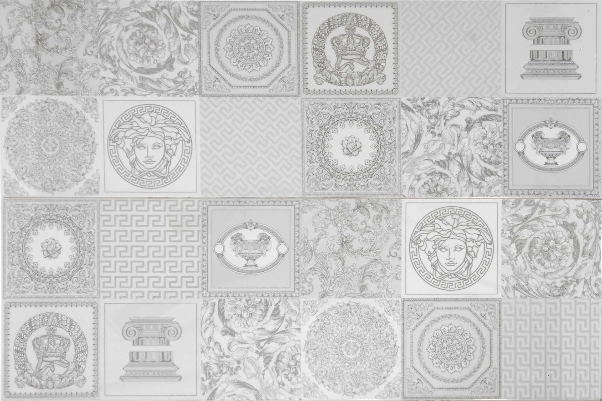 Керамогранит Versace Gold Patchwork Decorato mix 2soggetti BIANCO/PLATINO