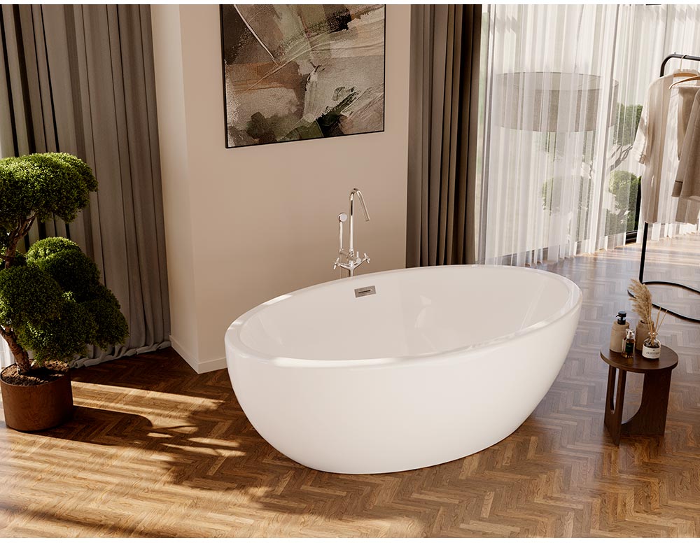 Ванна OVAL акриловая отдельностоящая 170x85x63H, щелевой перелив