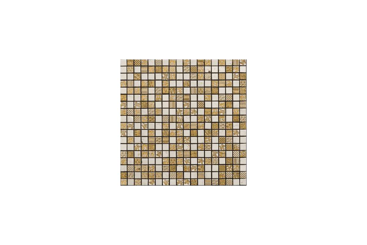 Мрамор Petra Antiqua Acqueforti Mosaics Mosaico Yoko 1.5Х1.5 Biancone Dorato